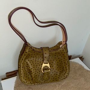Dooney & Bourke Green Ostrich leather shoulder bag.
